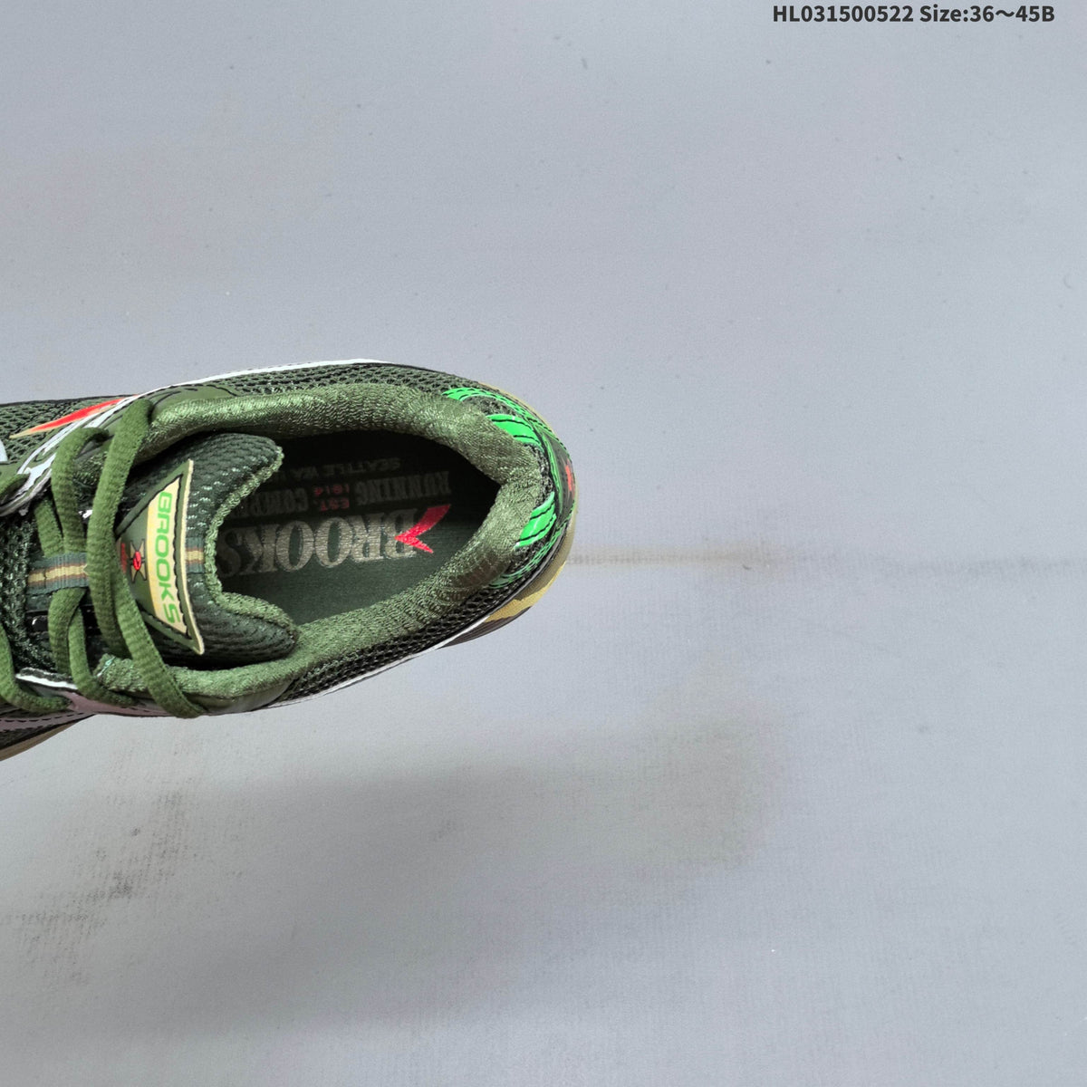 Brooks Adrenaline GTS 10 Running Shoes, in Olive Green - product image from the listing.