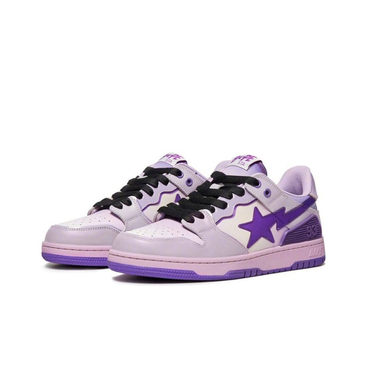 White and Purple BAPE SK8 Sta Sneakers - product image from the listing.
