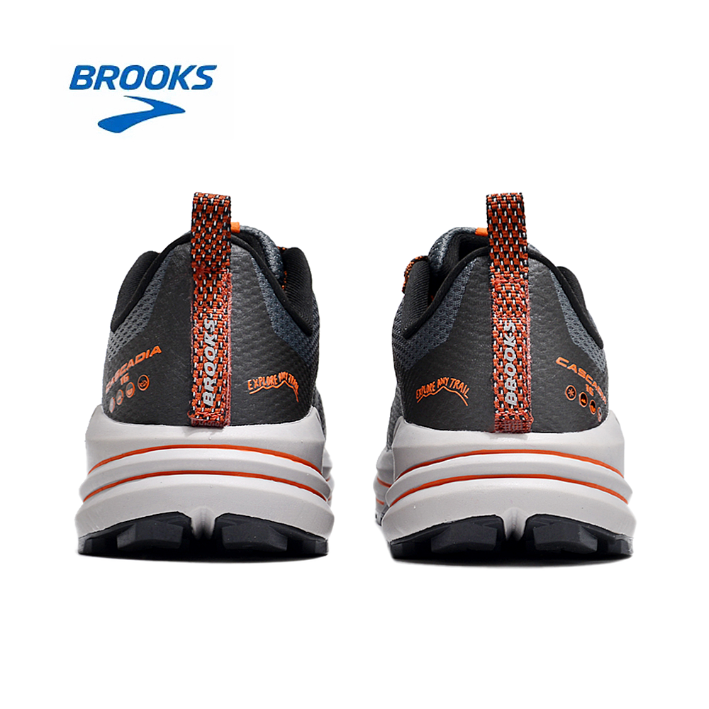Gray and Orange Brooks Cascadia 16 Trail Running Shoes - product image from the listing.