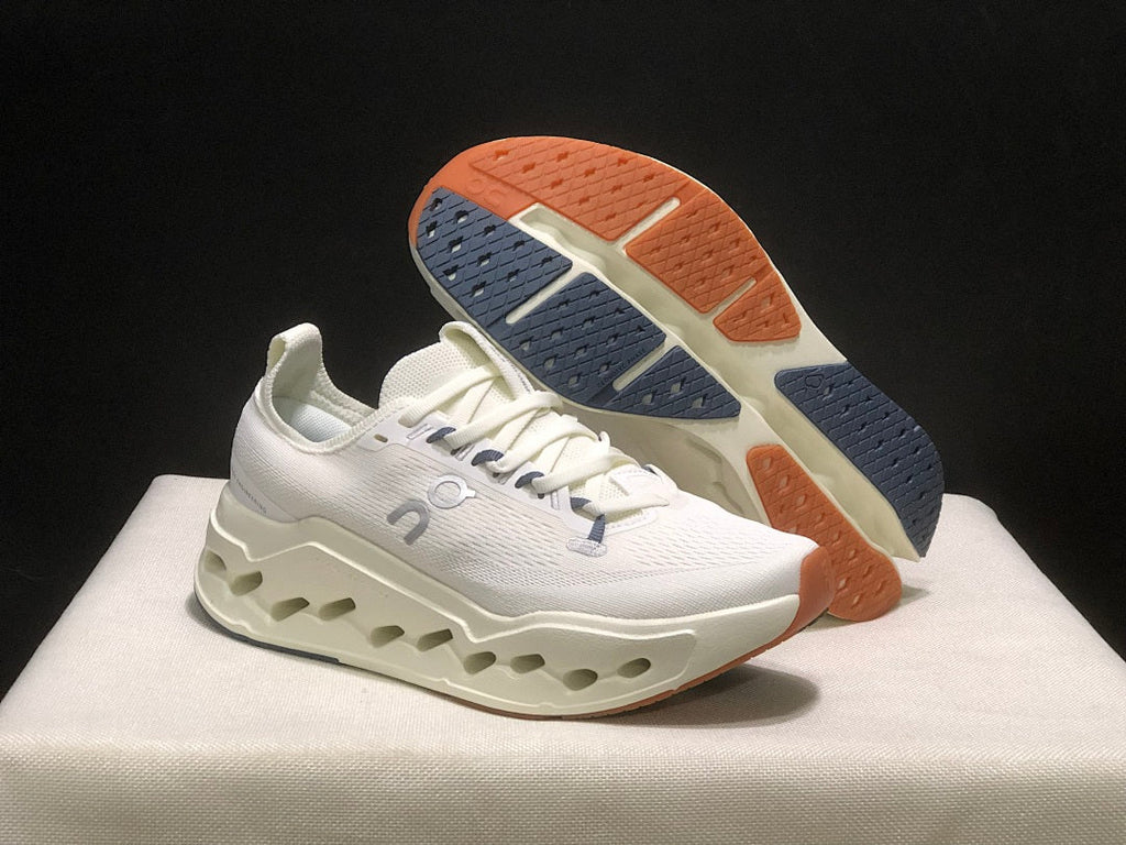 On Cloudsurfer Max Ivory Steel Running Shoes in Grey - product image from the listing.