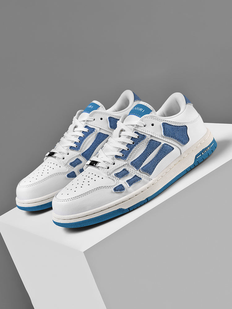 White and Denim Blue AMIRI Bone-Look Low-Top Sneakers - product image from the listing.