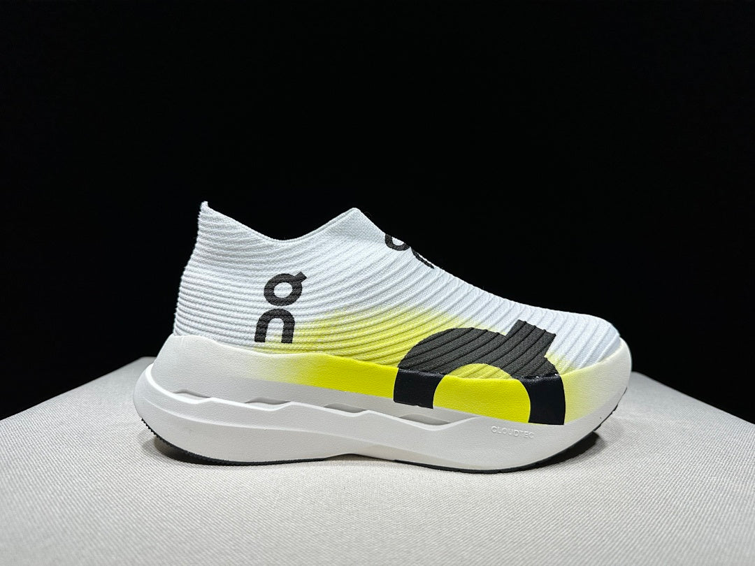 On Cloudboom Strike LS Running Shoes in White Lime - product image from the listing.