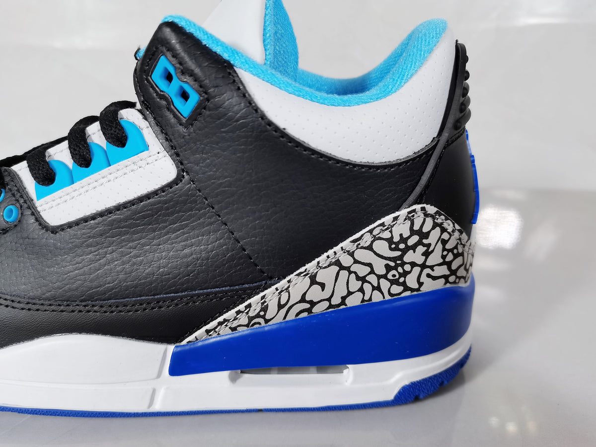 Black Blue Elephant Print Sneakers - Jordan 3 Retro - product image from the listing.