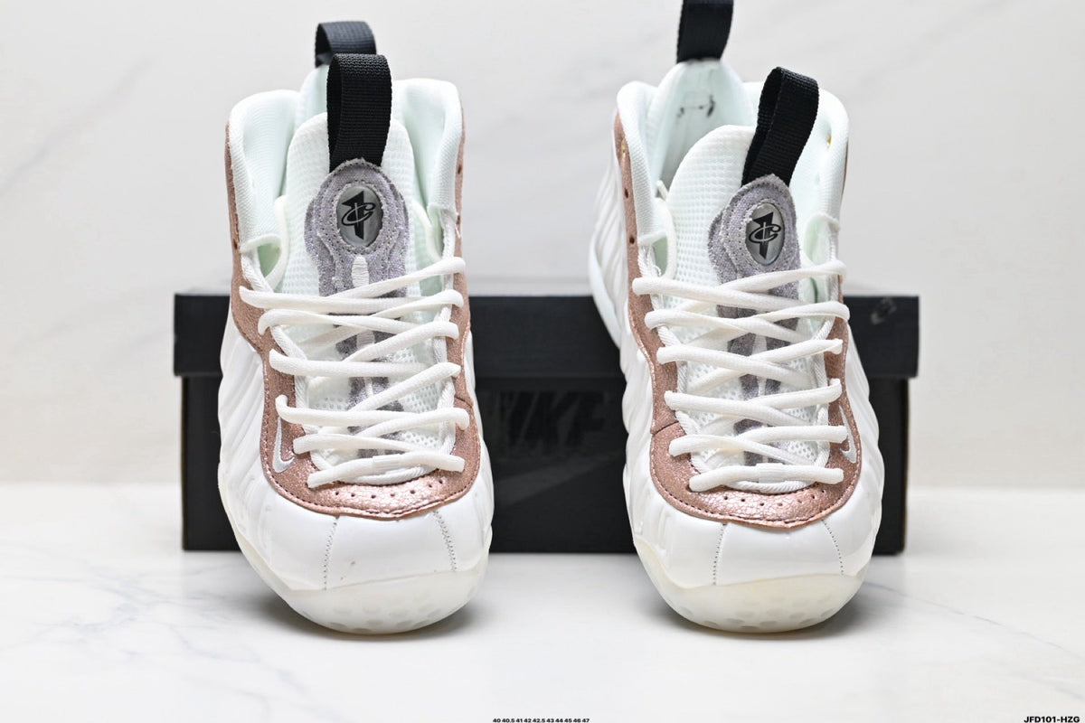 Nike Air Foamposite Penny Hardaway White and Rose High-Cut Sneakers - product image from the listing.