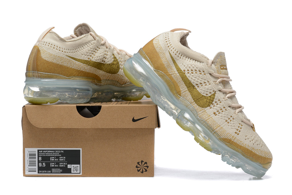 Nike Air VaporMax 2023 Flyknit Sanddrift Bronze Trainers DV1678-100 - product image from the listing.