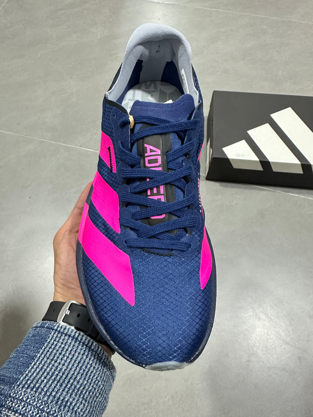 adidas Lightstrike Pro Running Shoes in Blue Pink JR6369 - product image from the listing.