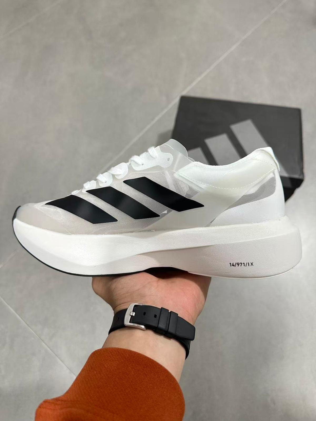 adidas Lightstrike Pro EVO Running Shoes in White Black - product image from the listing.