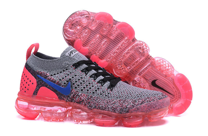 Nike Air VaporMax Flyknit 2 Grey and Bright Crimson Trainers - product image from the listing.