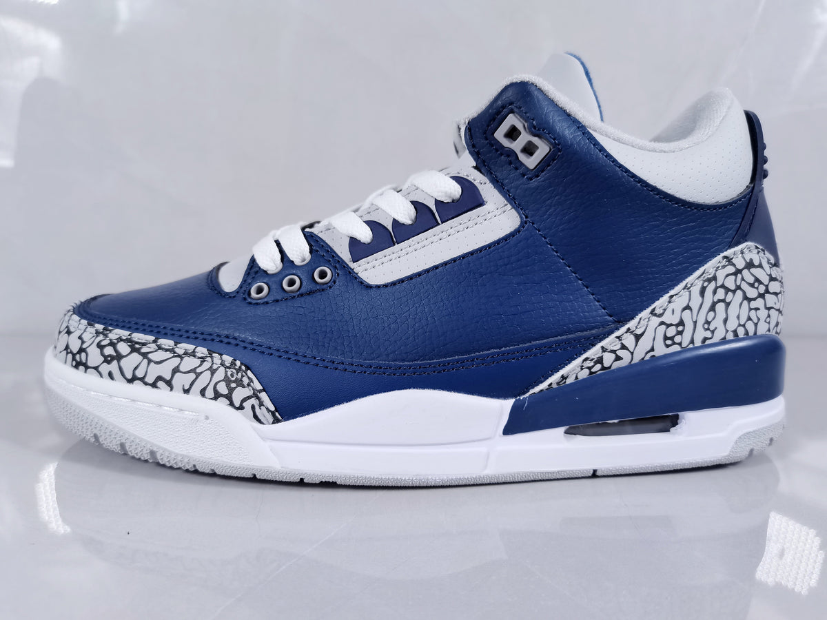 Air Jordan 3 Retro Sneakers in Blue and Grey - product image from the listing.