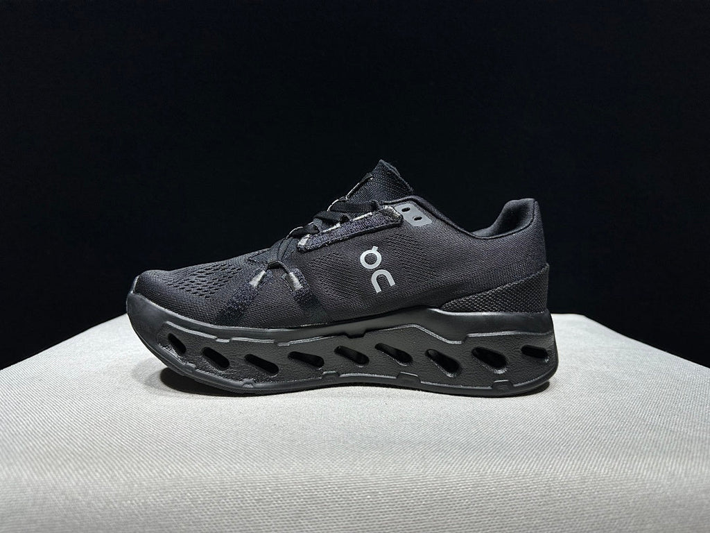 On Cloudeclipse Running Shoes, All in Black - product image from the listing.