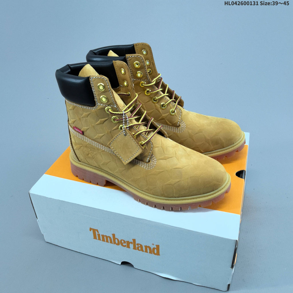 Embossed Leather-Style Lace-Up Boots by Timberland - product image from the listing.