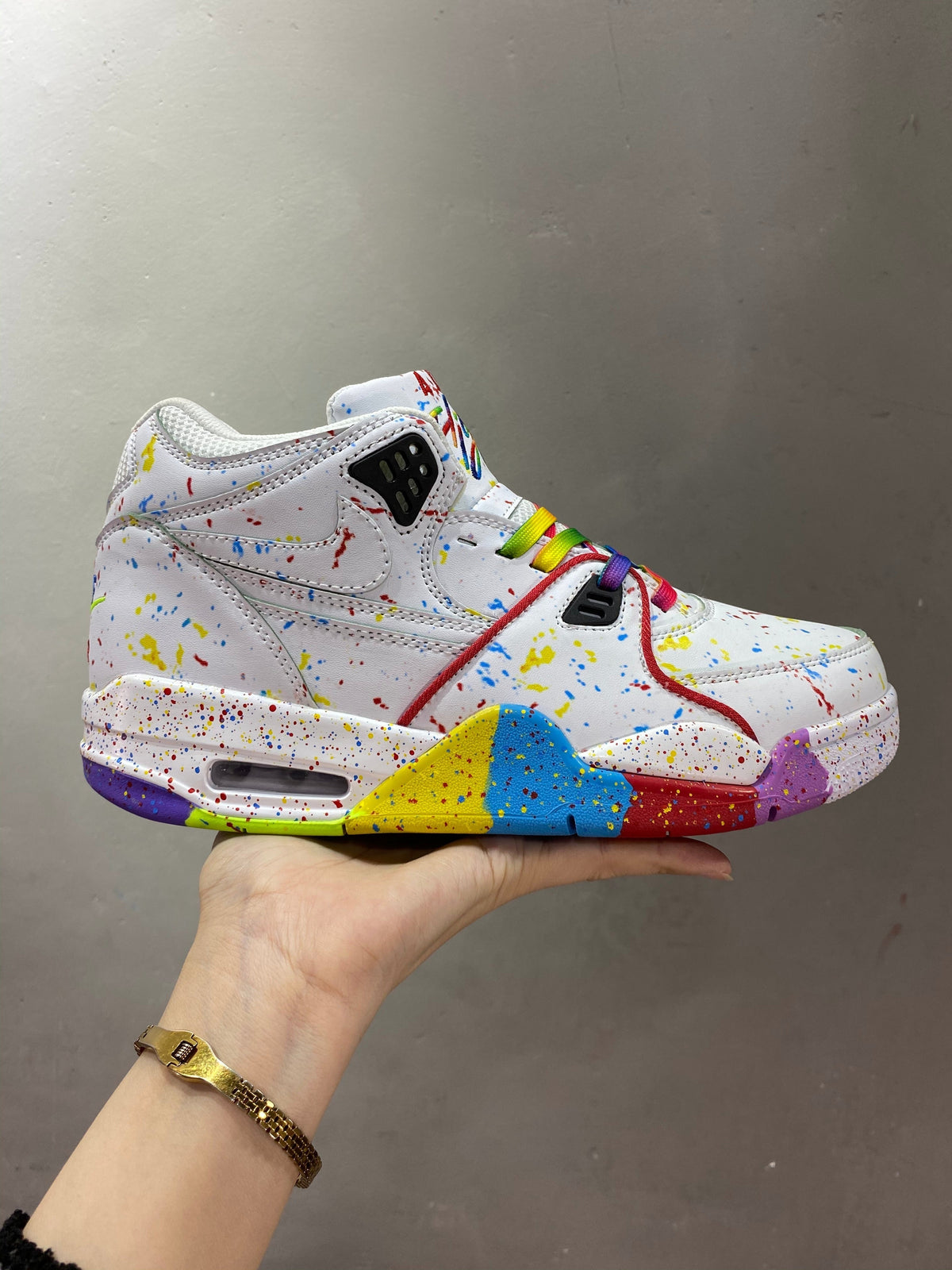 White Multicolor Nike Air Flight 89 High-Top Sneakers - product image from the listing.