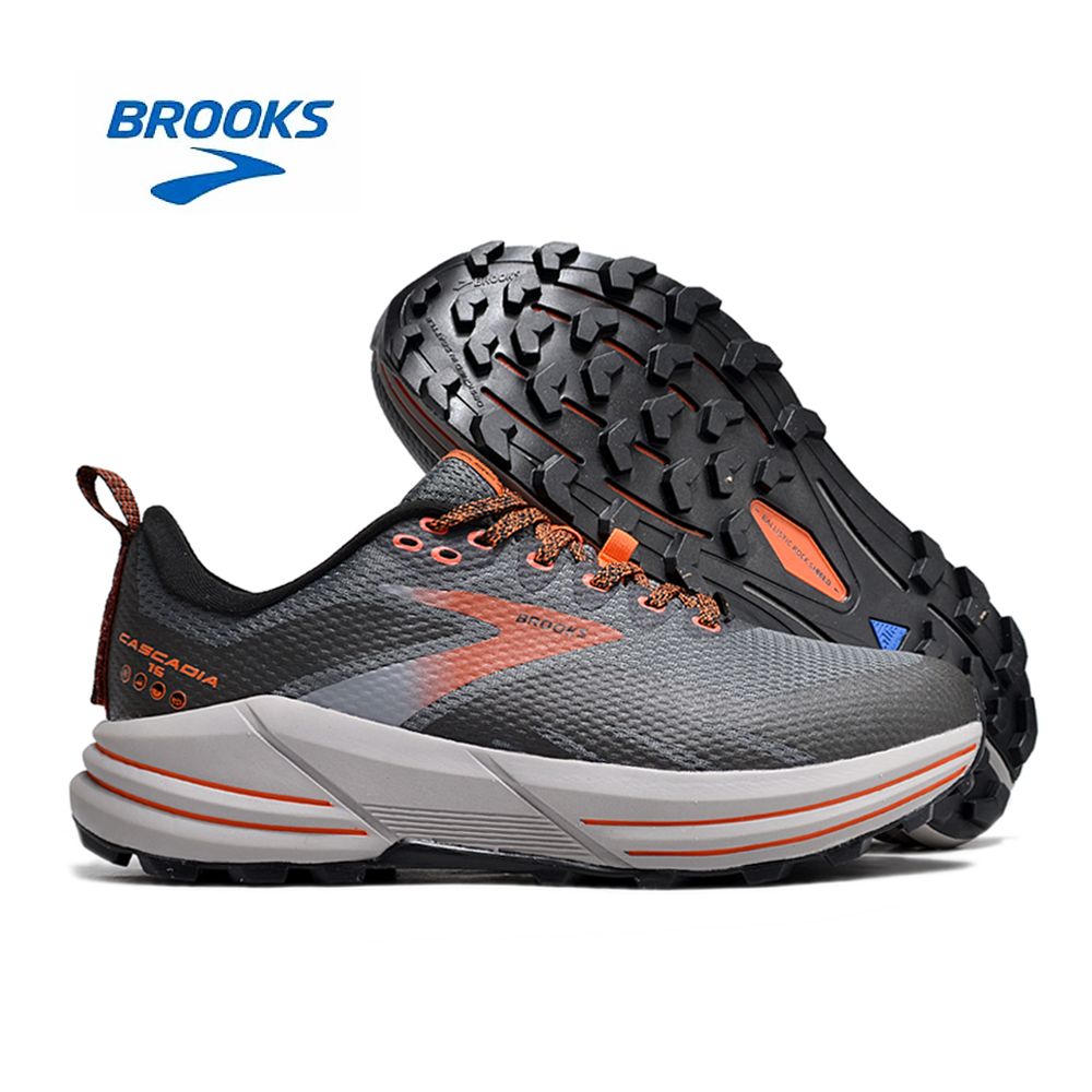 Gray and Orange Brooks Cascadia 16 Trail Running Shoes - product image from the listing.