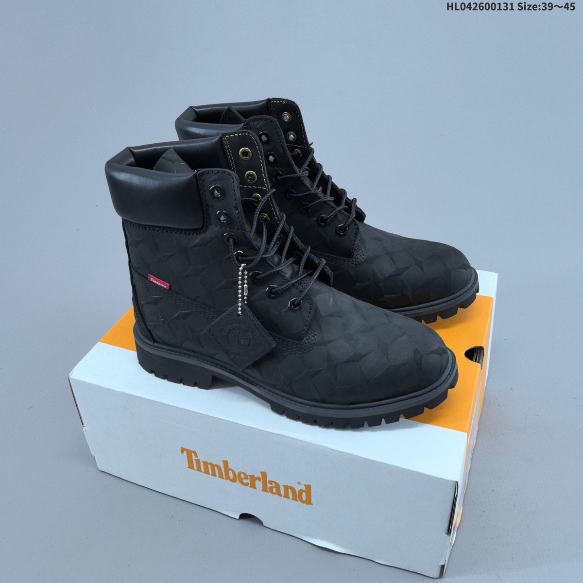 Embossed Leather-Style Lace-Up Boots by Timberland - product image from the listing.