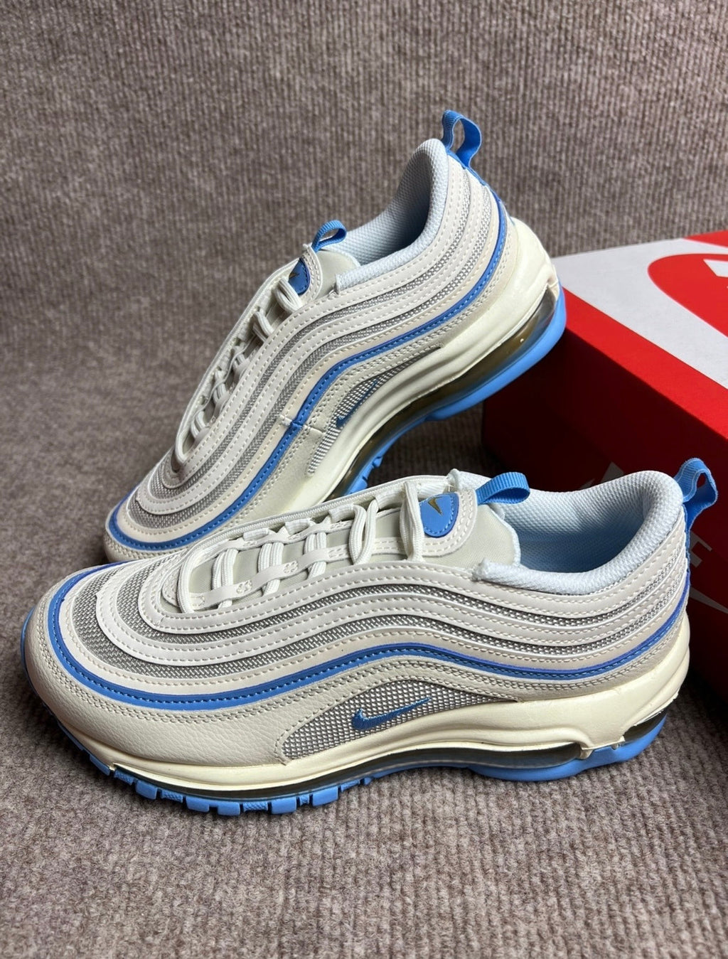 Sneakers, White and Blue, - Nike Air Max 97 FN7492-133 - product image from the listing.
