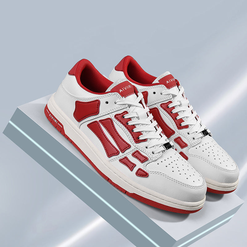 AIVIIRI Low-Top Sneakers in White and Red MFS003-124 - product image from the listing.