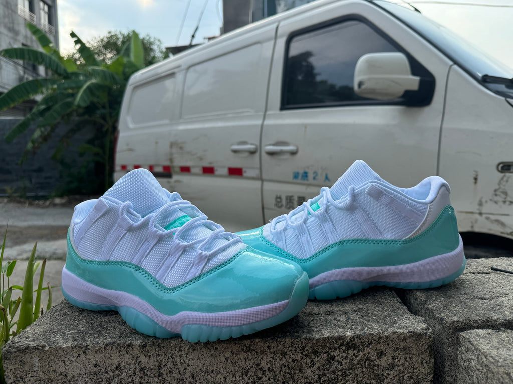 Air Jordan 11 Retro in White/Light Green - product image from the listing.