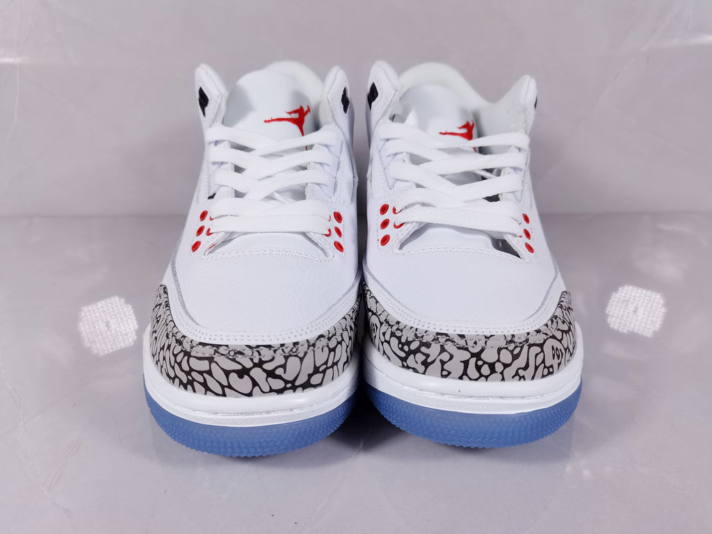 Air Jordan 3 Retro White Red Elephant Print Sneakers - product image from the listing.