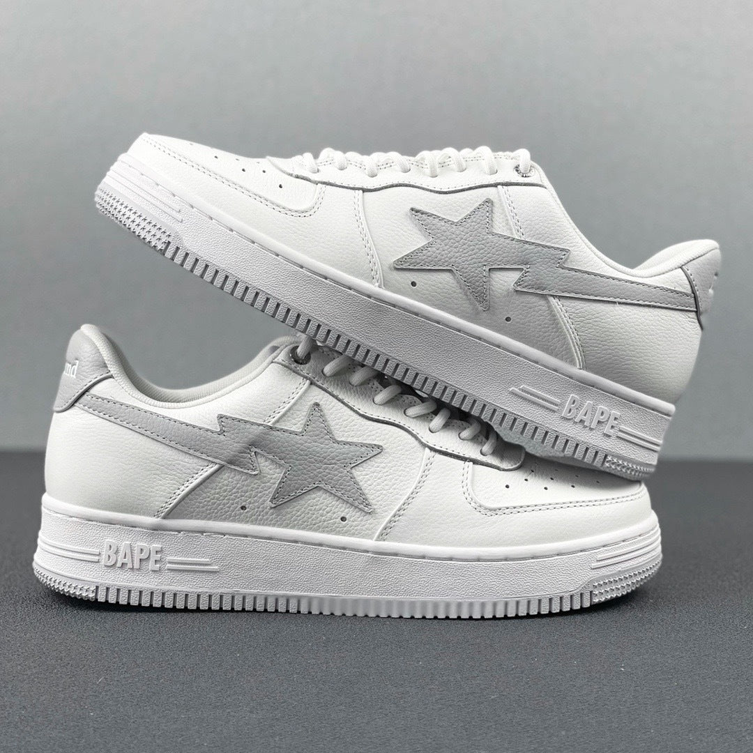 White and Grey BAPE STA Low Sneakers - product image from the listing.