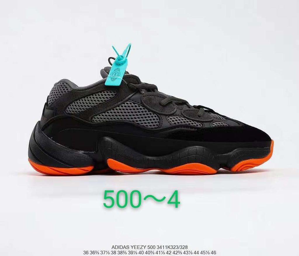 Yeezy 500 Sneakers in Black Orange FW7108 - product image from the listing.