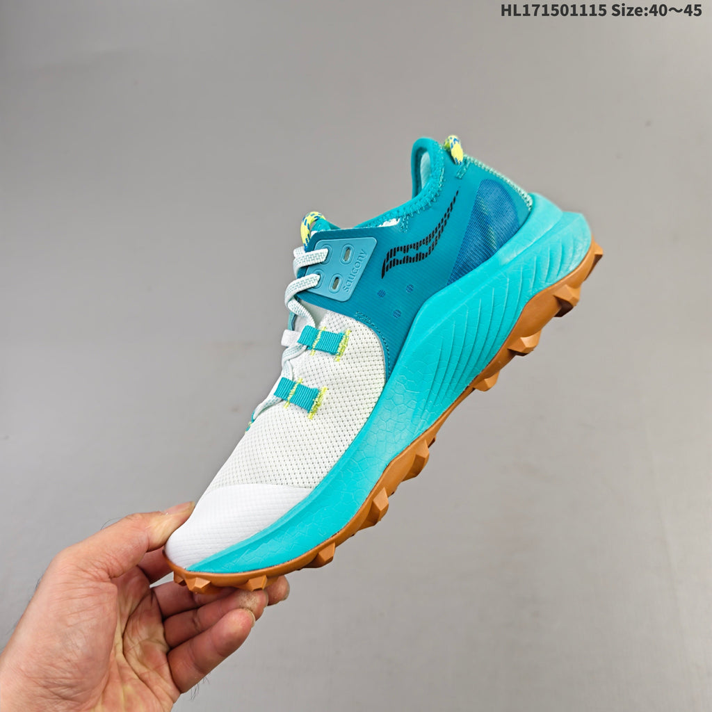 Saucony Endorphin Rift Trail Running Shoes, in White and Teal - product image from the listing.