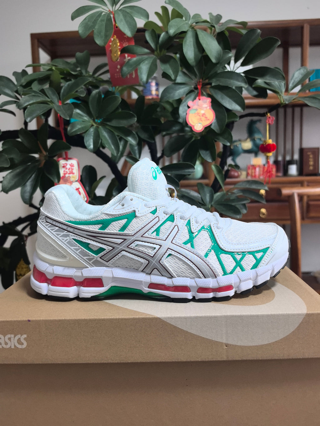 ASICS N12 Running Shoes in White and Green - product image from the listing.