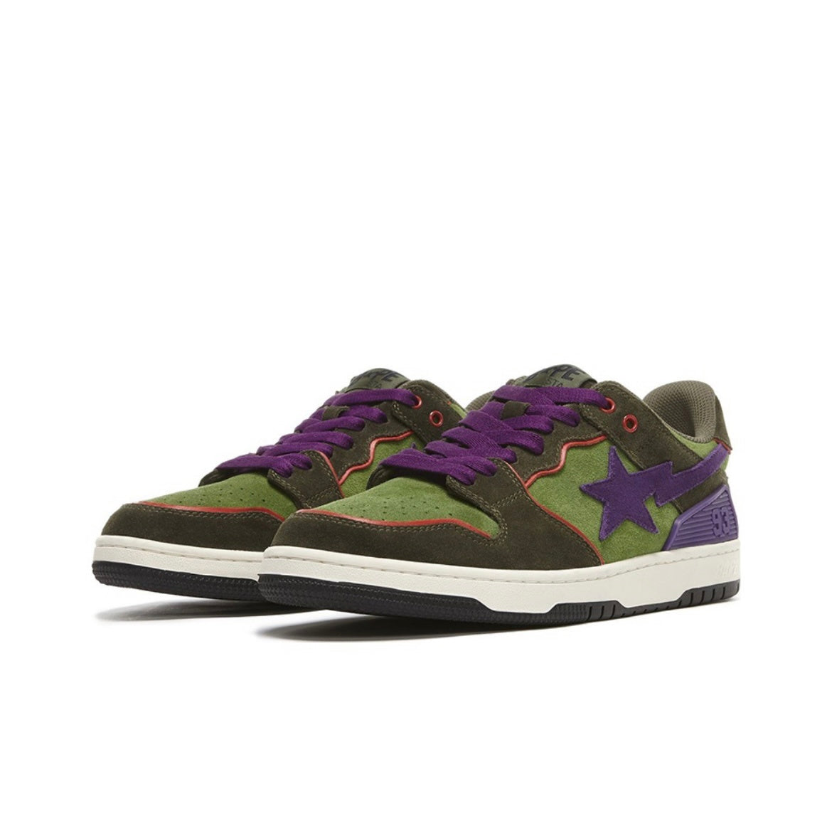 BAPE SK8 Sta Sneakers in Green and Purple - product image from the listing.