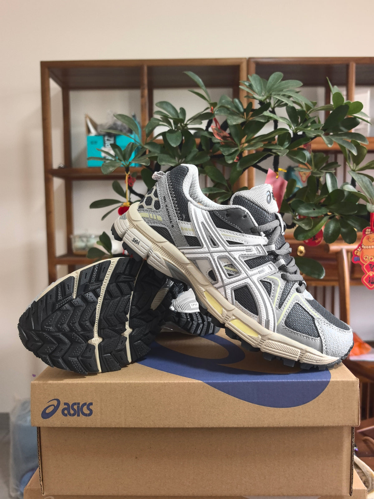 Gray and Black ASICS K10 Sneakers - product image from the listing.