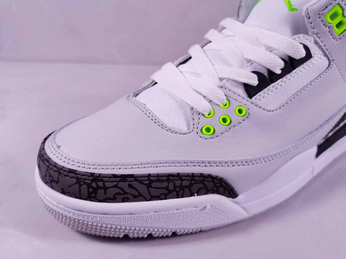Air Jordan 3 Retro Grey Green Sneakers - product image from the listing.