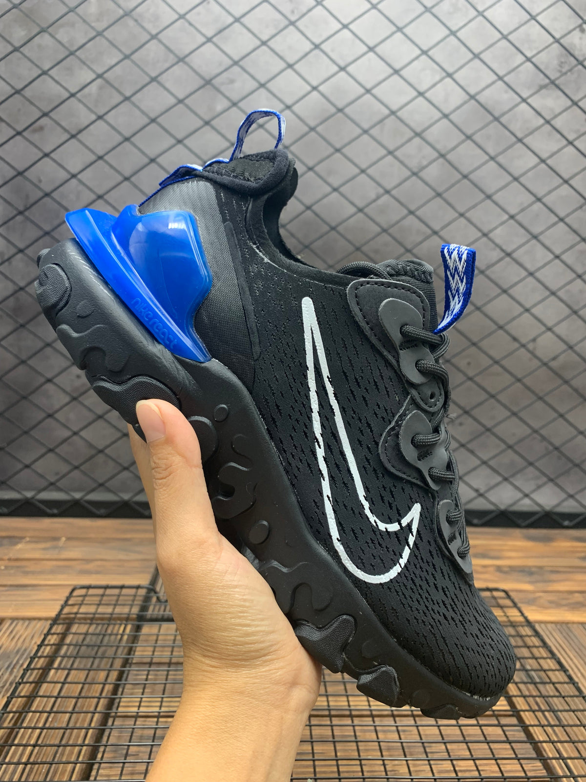 Nike React Vision Sneakers in Black, in Blue and White - product image from the listing.