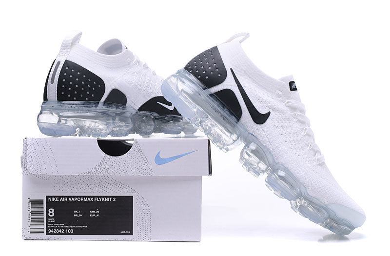 Nike Air VaporMax Flyknit 2 Sneakers in White Black 942842-103 - product image from the listing.