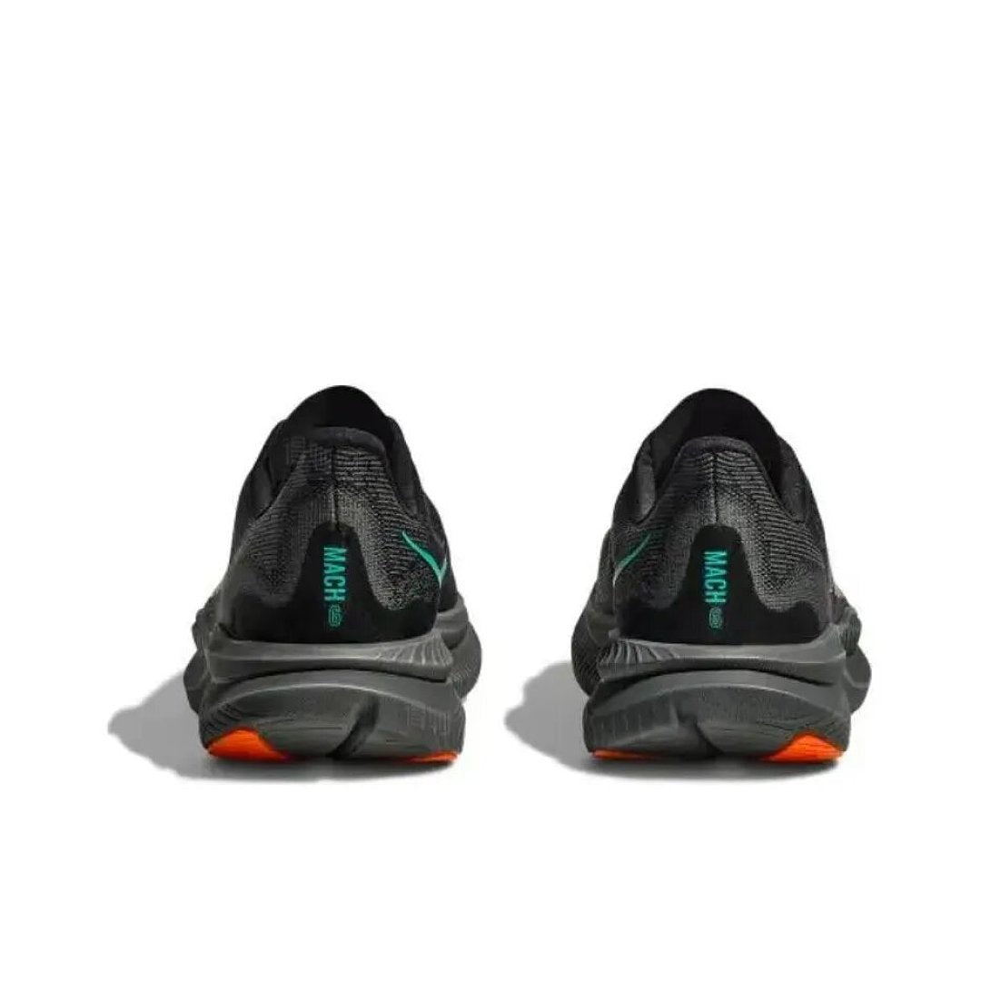 HOKA Mach 6 Running Shoes, Black with in Teal and Orange - product image from the listing.