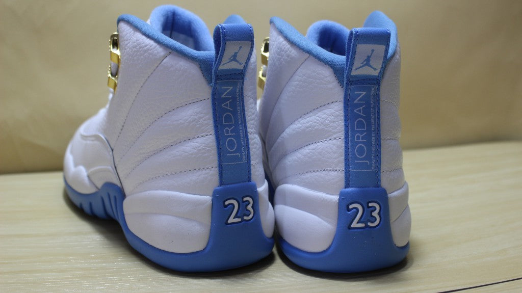Air Jordan 12 High-Top Sneakers in University Blue 510815-127 - product image from the listing.