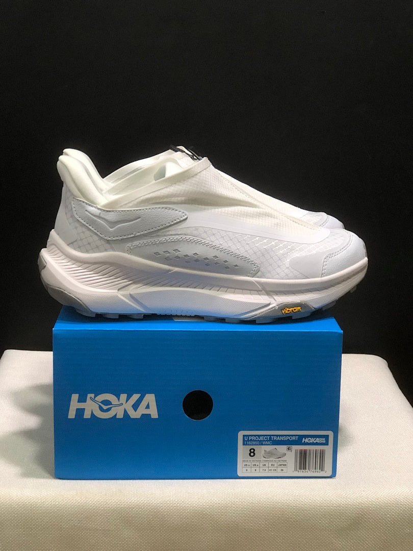 White HOKA Project Transport Zip Sneakers - product image from the listing.