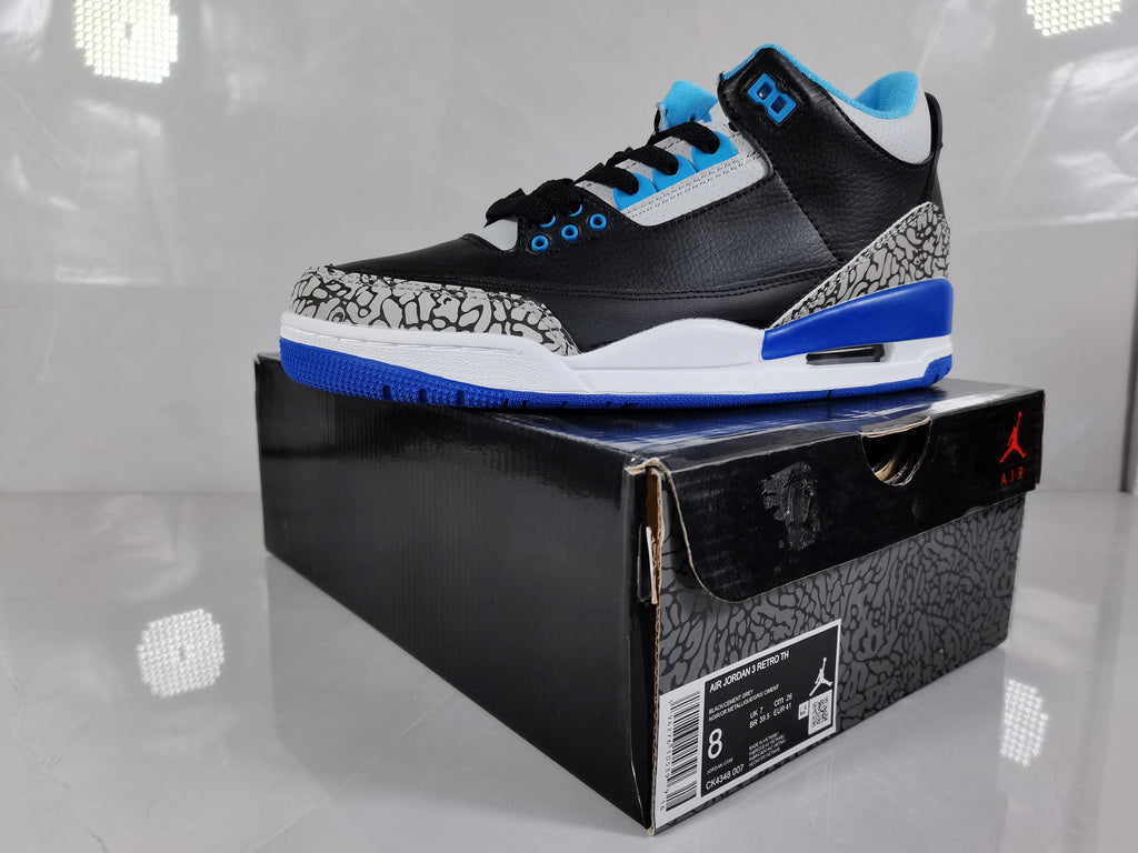 Black Blue Elephant Print Sneakers - Air Jordan 3 Retro - product image from the listing.