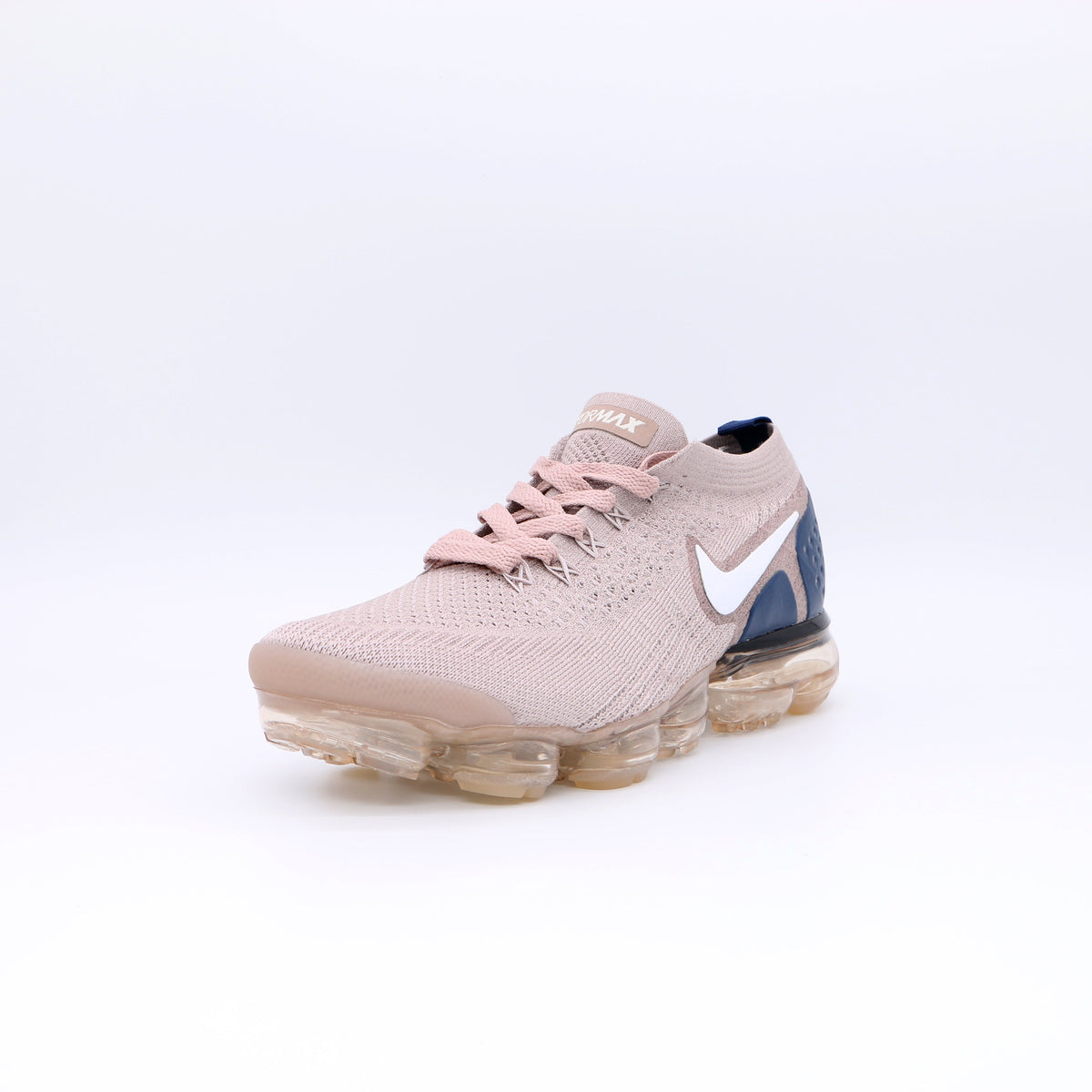 Nike Air VaporMax Flyknit Trainers, Pink and Navy, 942842-2019 - product image from the listing.