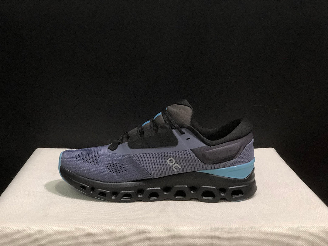 On Cloudstratus 3 Running Shoes, in Black and Blue - product image from the listing.