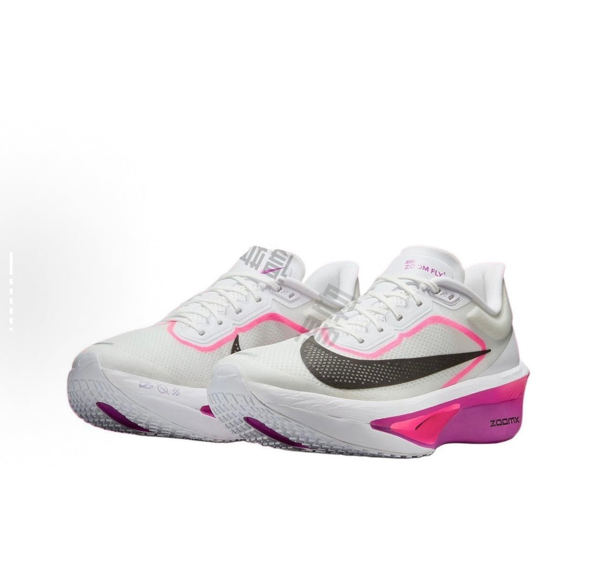Nike Zoom Fly 5 Running Shoes in White Black Pink - product image from the listing.