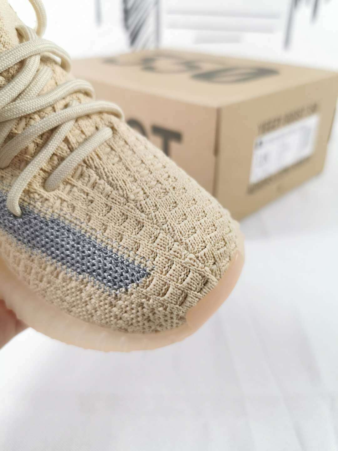 Yeezy 350 V2 Kids Sneakers in Linen in Yellow - product image from the listing.