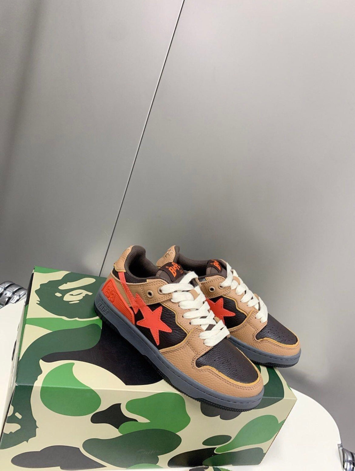 BAPE SK8 STA Trainers Brown and Black 1H80-191-021 - product image from the listing.