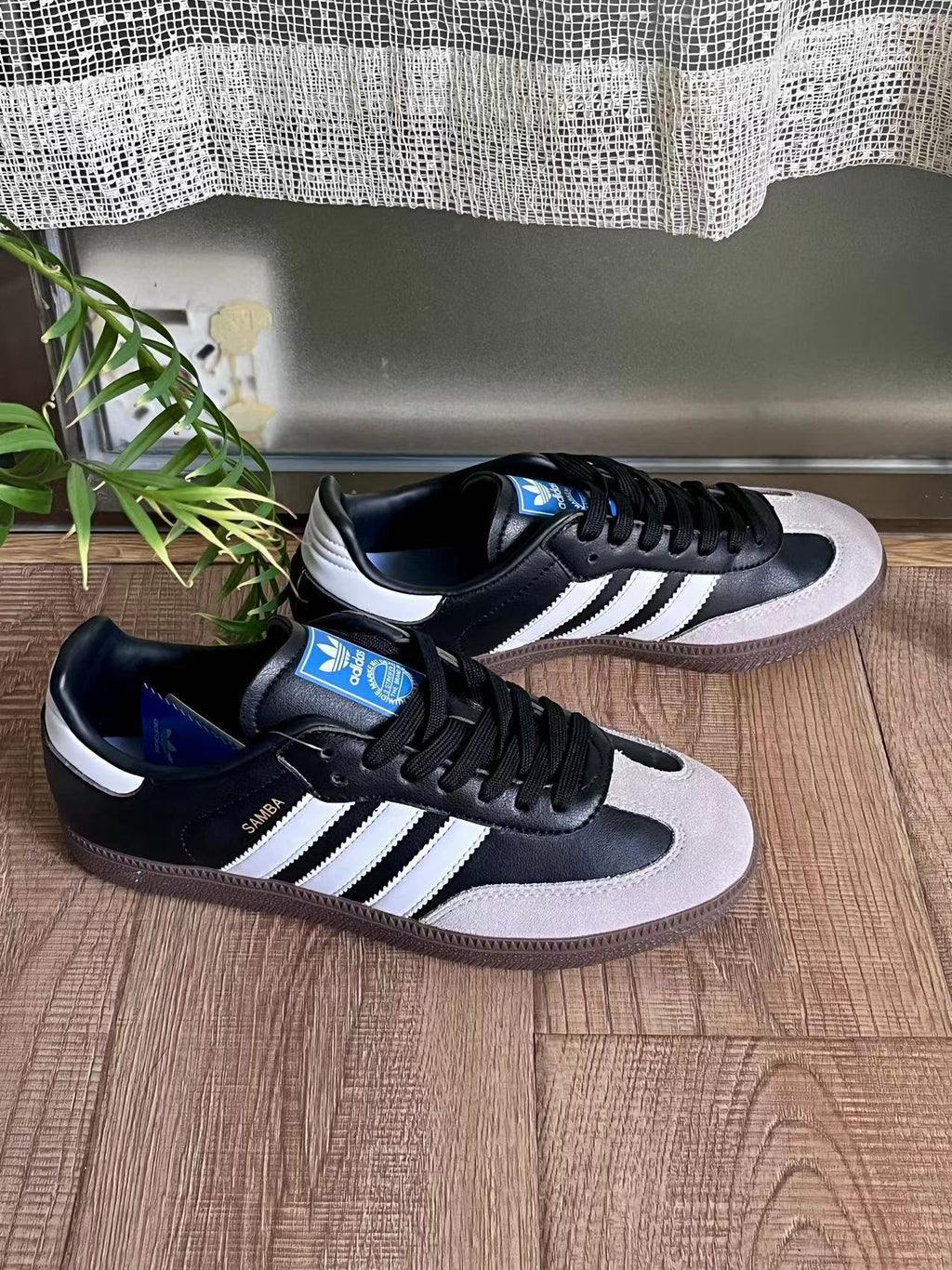 Adidas Samba Sneakers in Black, in White and Gum - product image from the listing.