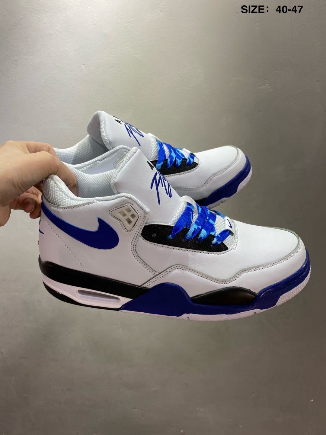 Nike Air Flight 89 Sneakers in White and Royal Blue - product image from the listing.