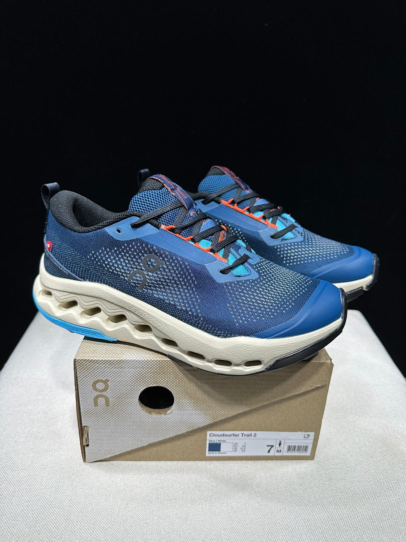 On Cloudsurfer Trail 2 Trail Running Shoes in Blue - product image from the listing.