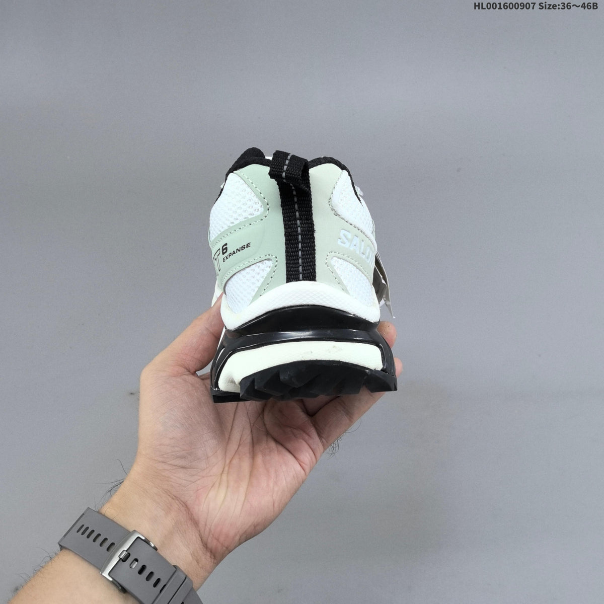 Salomon XT-6 Expanse Trail Sneakers in White Grey Green - product image from the listing.