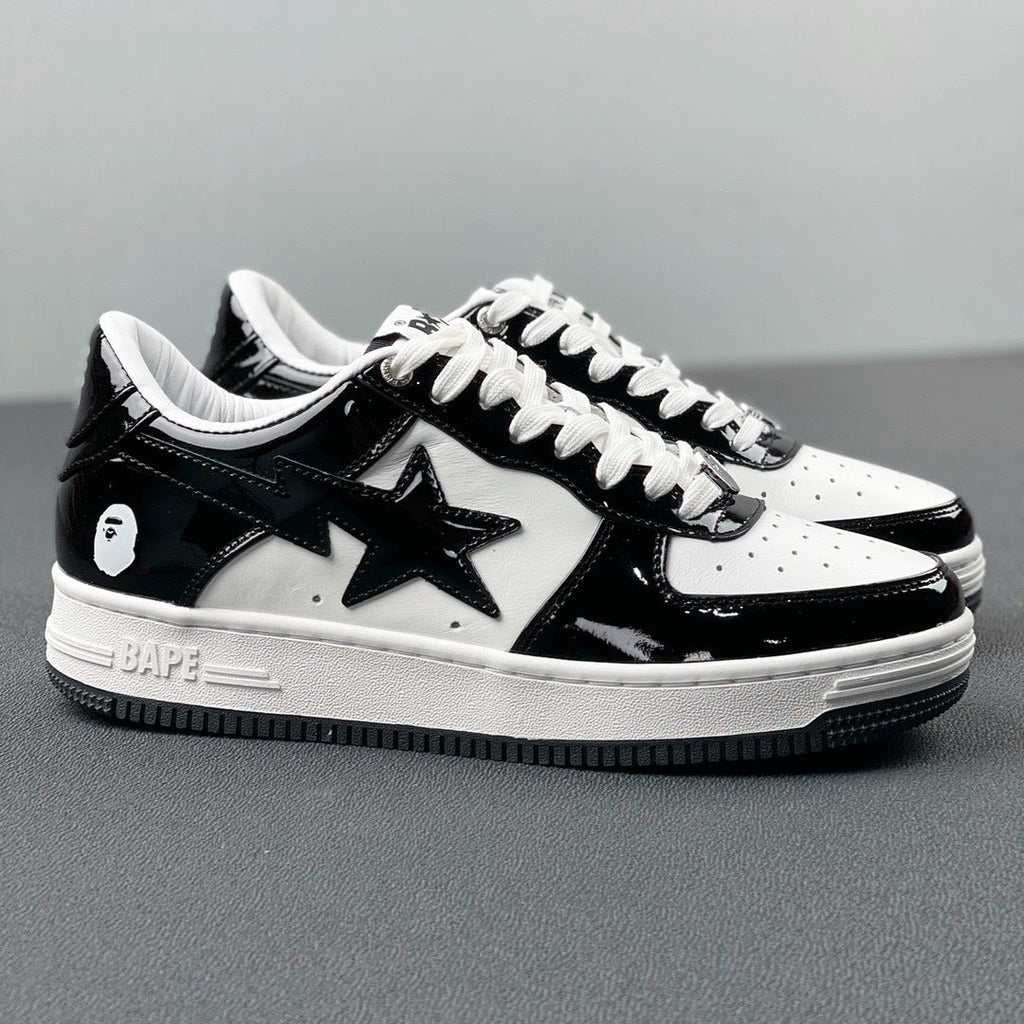 BAPE STA Low Sneakers in Black and White 1H70-191-001 - product image from the listing.