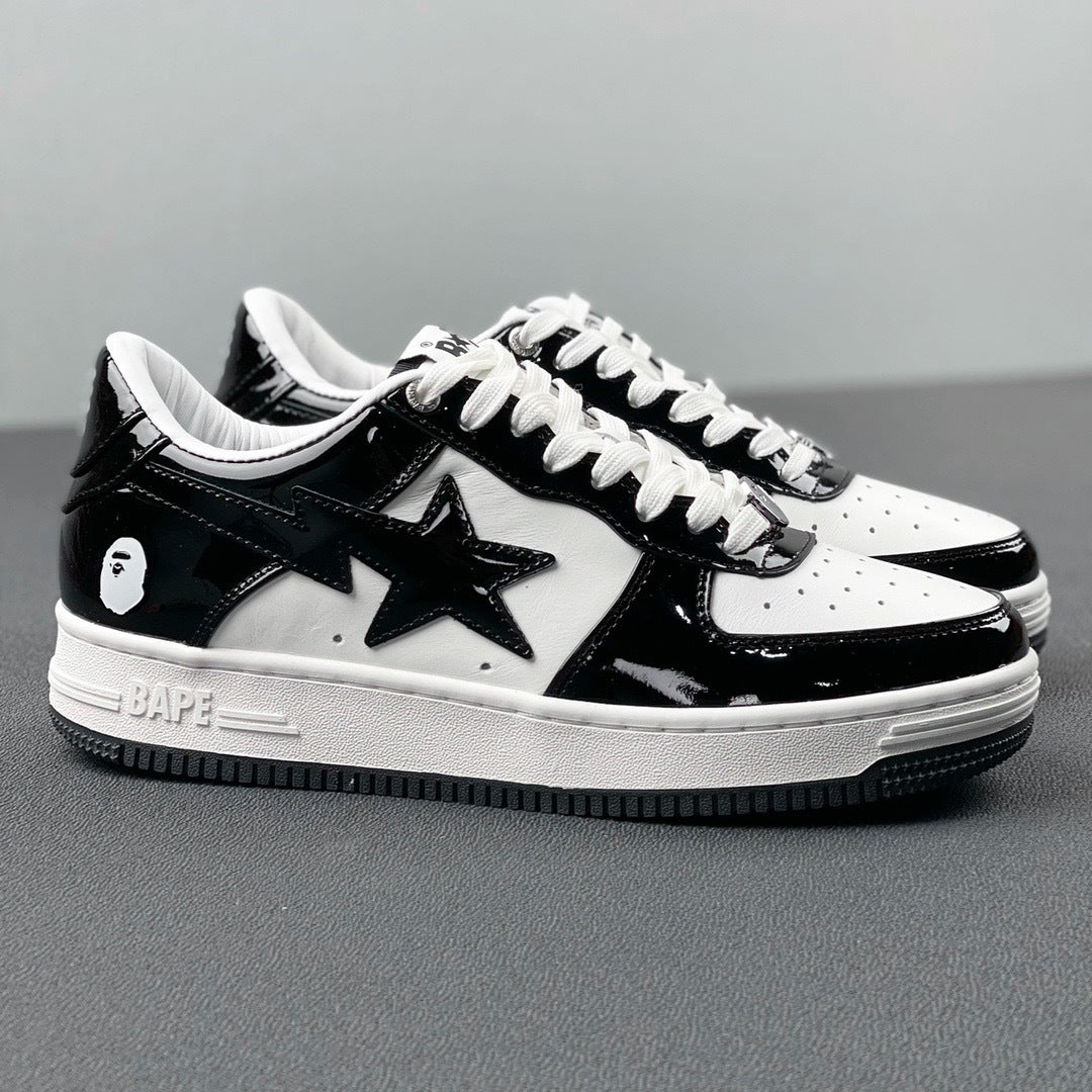 BAPE STA Low Sneakers in Black and White 1H70-191-001 - product image from the listing.
