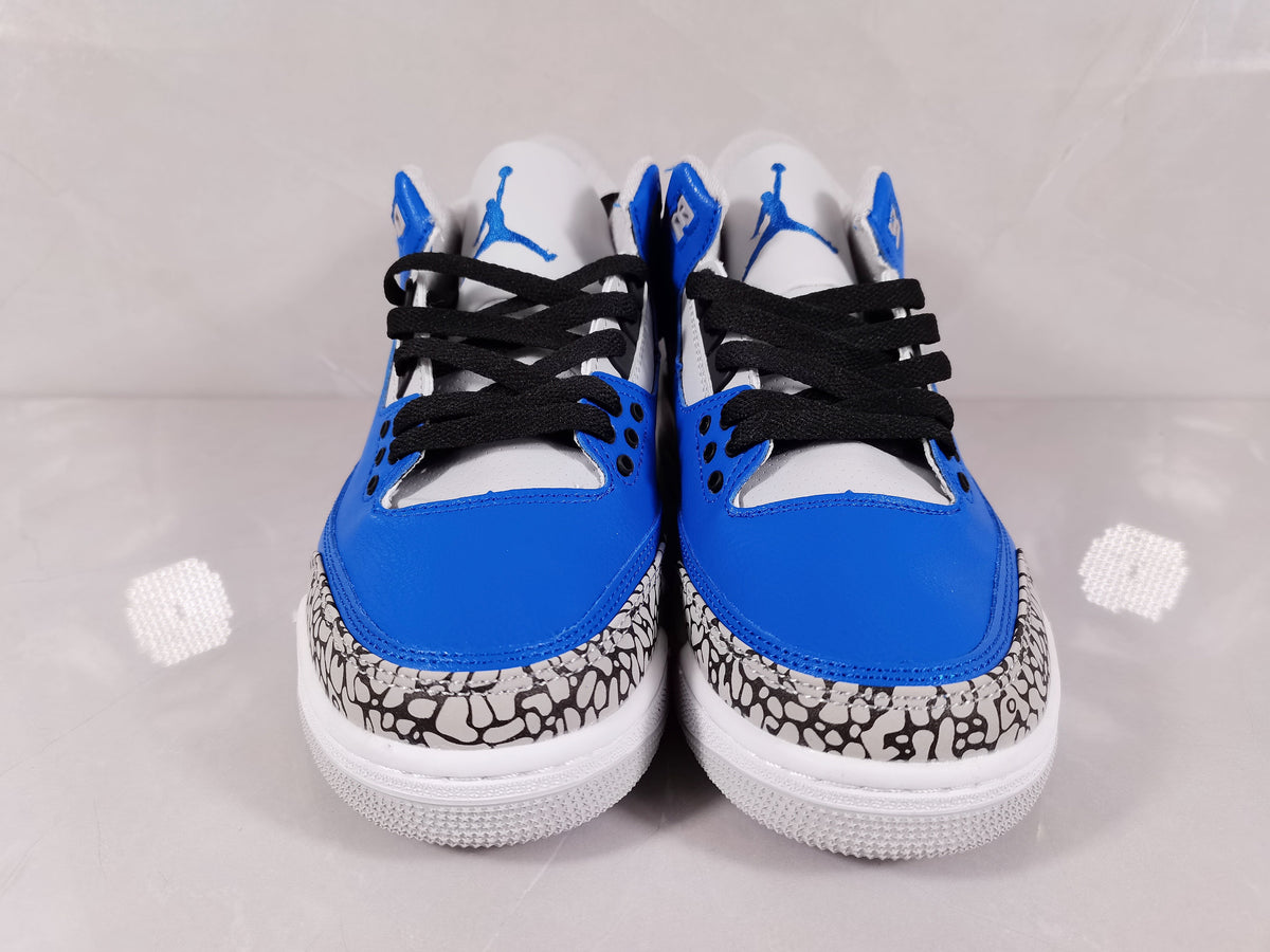 Air Jordan 3 Retro Blue Black and White Sneakers - product image from the listing.