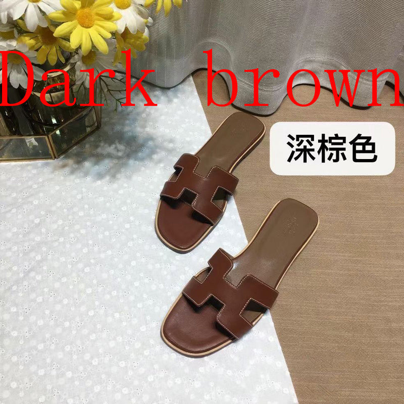 Women's MJHS03 Leather slippers shoes 35-42 With box - product image from the listing.