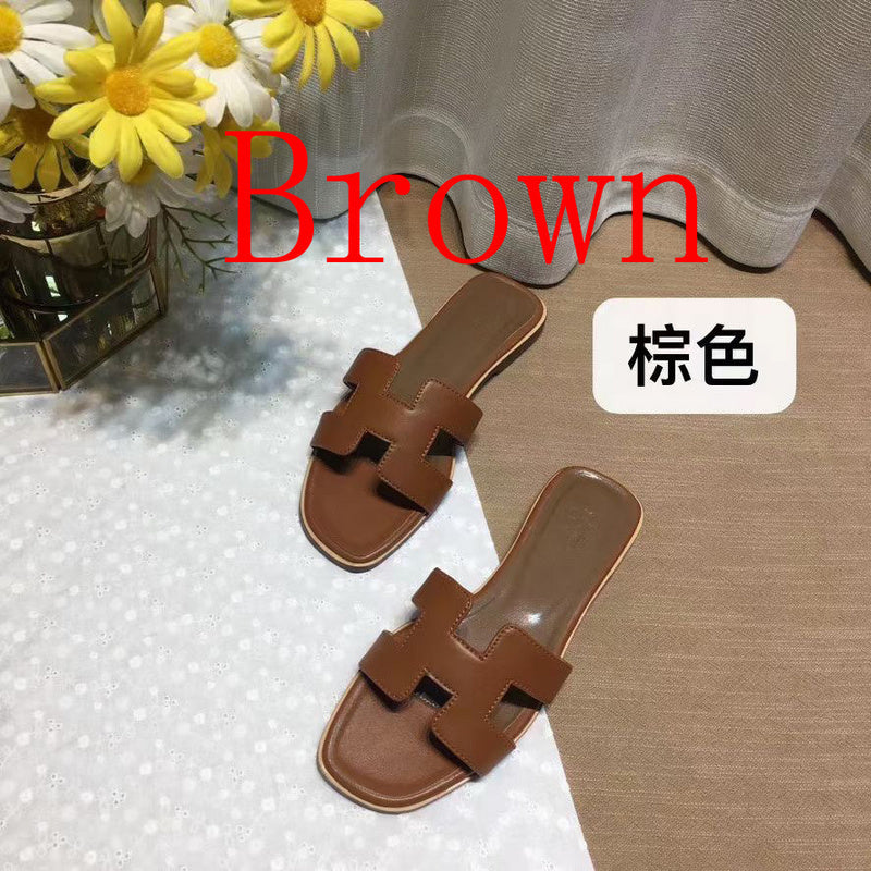 Women's MJHS03 Leather slippers shoes 35-42 With box - product image from the listing.