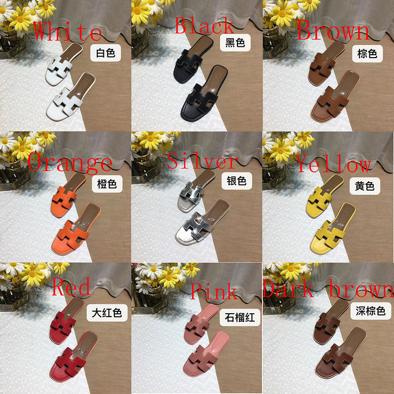 Women's MJHS03 Leather slippers shoes 35-42 With box - product image from the listing.